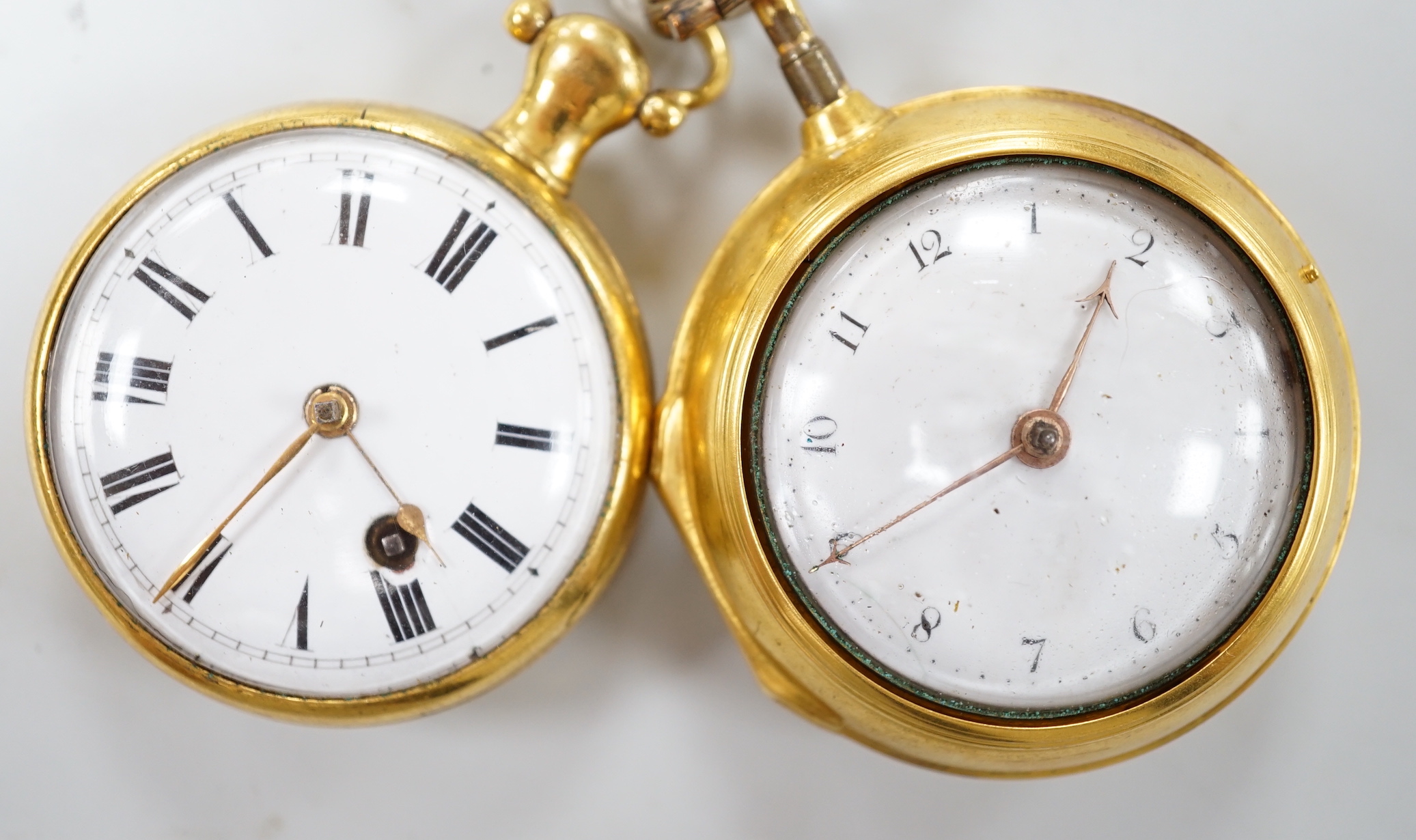 Two 19th century gilt metal pocket watches including pair cased by Cooper & Hedge of Colchester and Dwerrihouse, London.